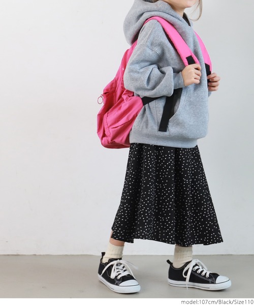 coca（coca）（コカ）の「キッズ　親子お揃いドットスカート（スカート・キッズ・ブラック・100/110/120/130/140）」の3枚目の写真