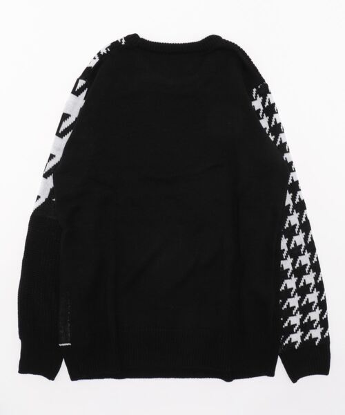 semantic design（セマンティックデザイン）の「【ハンドウォッシャブル】セマンティックデザイン 柄切替 クルーニット（ニット/セーター・メンズ・ホワイト×ブラック/ボルドー・MEDIUM/S/LARGE/X-LARGE）」の3枚目の写真