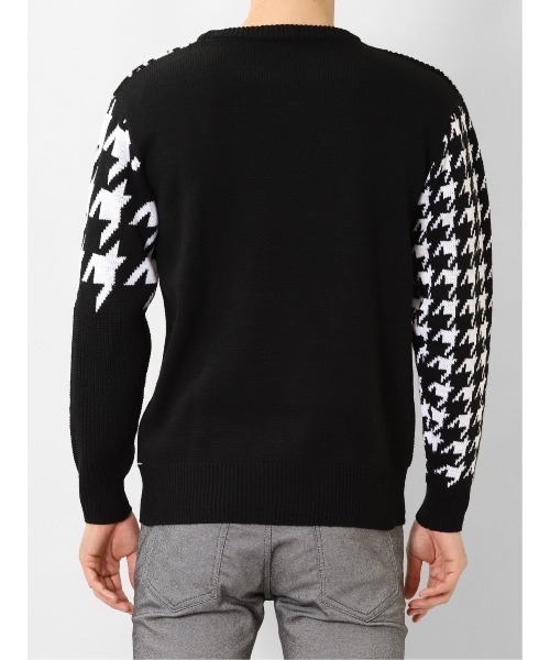 semantic design（セマンティックデザイン）の「【ハンドウォッシャブル】セマンティックデザイン 柄切替 クルーニット（ニット/セーター・メンズ・ホワイト×ブラック/ボルドー・MEDIUM/S/LARGE/X-LARGE）」の7枚目の写真