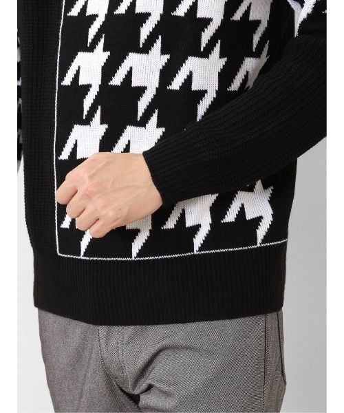 semantic design（セマンティックデザイン）の「【ハンドウォッシャブル】セマンティックデザイン 柄切替 クルーニット（ニット/セーター・メンズ・ホワイト×ブラック/ボルドー・MEDIUM/S/LARGE/X-LARGE）」の9枚目の写真