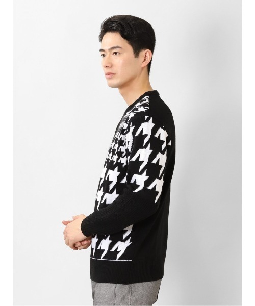 semantic design（セマンティックデザイン）の「【ハンドウォッシャブル】セマンティックデザイン 柄切替 クルーニット（ニット/セーター・メンズ・ホワイト×ブラック/ボルドー・MEDIUM/S/LARGE/X-LARGE）」の11枚目の写真