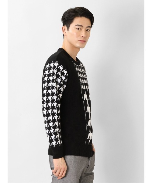 semantic design（セマンティックデザイン）の「【ハンドウォッシャブル】セマンティックデザイン 柄切替 クルーニット（ニット/セーター・メンズ・ホワイト×ブラック/ボルドー・MEDIUM/S/LARGE/X-LARGE）」の13枚目の写真