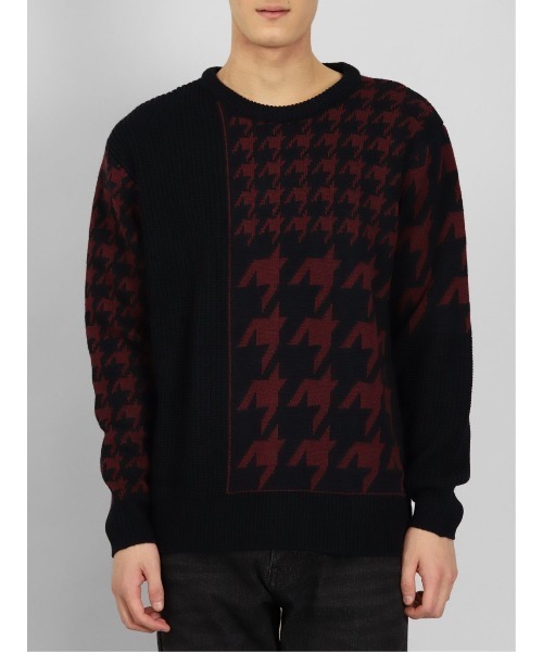 semantic design（セマンティックデザイン）の「【ハンドウォッシャブル】セマンティックデザイン 柄切替 クルーニット（ニット/セーター・メンズ・ホワイト×ブラック/ボルドー・MEDIUM/S/LARGE/X-LARGE）」の16枚目の写真