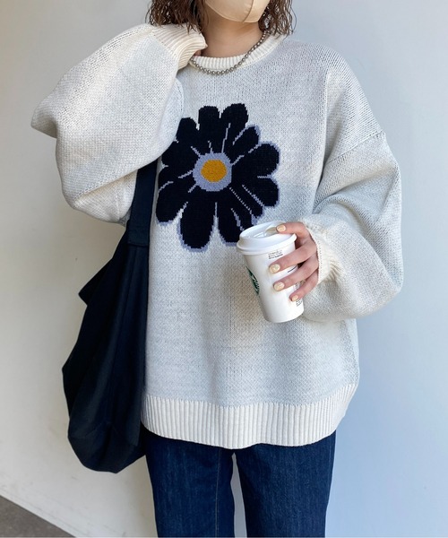 CPCM（シーピーシーエム）の「お花モチーフジャガードニット（ニット/セーター・レディース・アイボリー/グリーン/ネイビー/ブラウン・FREE）」の12枚目の写真