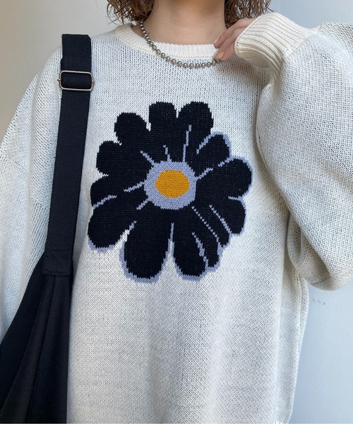 CPCM（シーピーシーエム）の「お花モチーフジャガードニット（ニット/セーター・レディース・アイボリー/グリーン/ネイビー/ブラウン・FREE）」の13枚目の写真