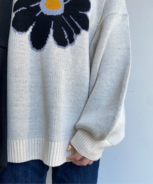 CPCM（シーピーシーエム）の「お花モチーフジャガードニット（ニット/セーター・レディース・アイボリー/グリーン/ネイビー/ブラウン・FREE）」の15枚目の写真