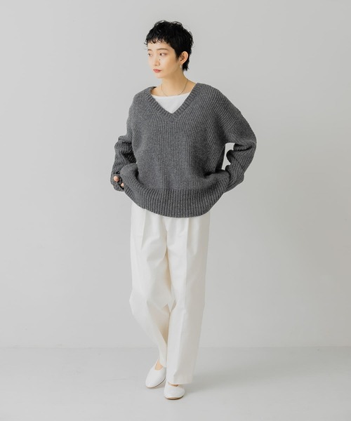 お洒落❣️23年モデル❗ブリーフィング　ウールニット⭐ 予約]フィンガーホールミックスヤーンモヘアタッチニットプルオーバー