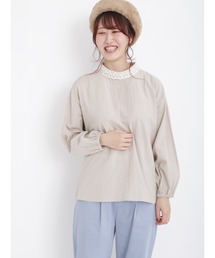 Samansa Mos2 | レース襟ピンタックブラウス(シャツ/ブラウス)