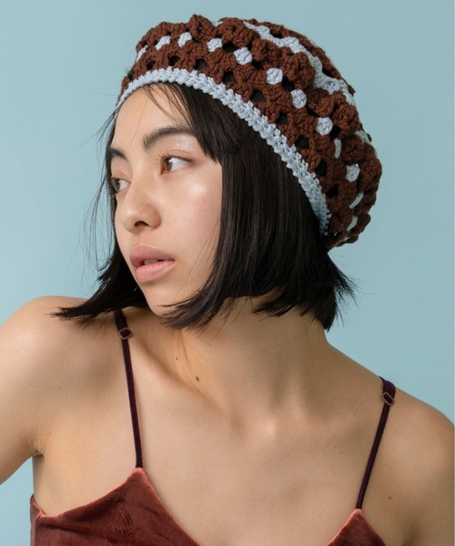 Casselini（キャセリーニ）の「Casselini(キャセリーニ)クロシェベレー帽（ハンチング/ベレー帽・レディース・ブルー/ベージュ/ピンク・FREE）」の7枚目の写真