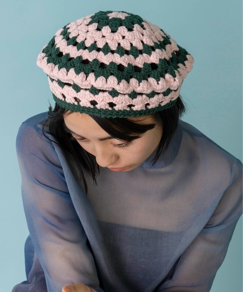 Casselini（キャセリーニ）の「Casselini(キャセリーニ)クロシェベレー帽（ハンチング/ベレー帽・レディース・ブルー/ベージュ/ピンク・FREE）」の8枚目の写真