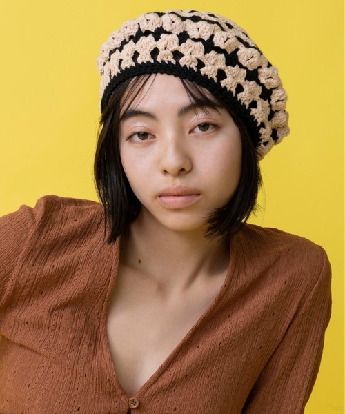 Casselini（キャセリーニ）の「Casselini(キャセリーニ)クロシェベレー帽（ハンチング/ベレー帽・レディース・ブルー/ベージュ/ピンク・FREE）」の4枚目の写真