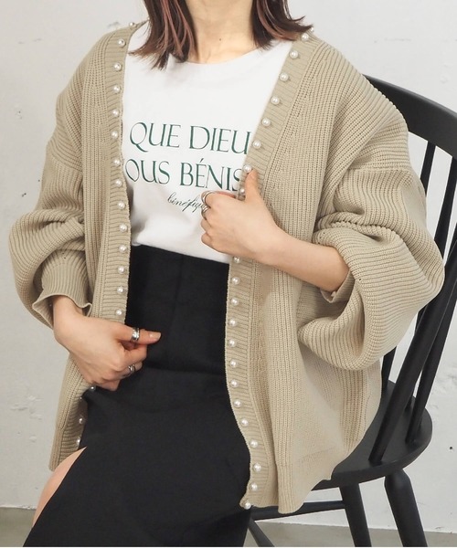 tiptop（ティップトップ）の「畦編みパール付きカーディガン（カーディガン/ボレロ・レディース・ブラック/ベージュ/アイボリー・FREE）」の16枚目の写真