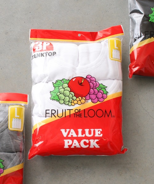 FRUIT OF THE LOOM（フルーツオブザルーム）の「リブタンクトップ3Pパック / ノースリーブ / パック / シンプル / カジュアル / 無地 / インナー / ユニセックス（タンクトップ・メンズ・ブラック/グレー/ホワイト・M/L/XL）」の2枚目の写真