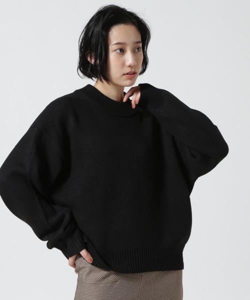 DETAILS(ディテールズ)の「DETAILS/ディテイルズ/度詰メリヤス編みPO(ニット/セーター・レディース・ブラック/ベージュ・F)」の1枚目の写真