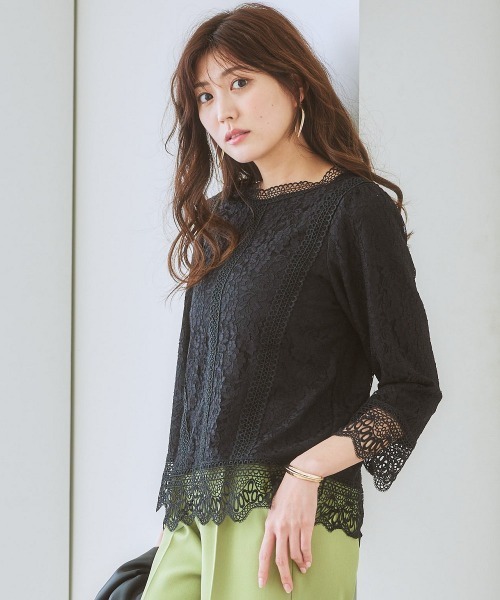 7days Life Styling(セブンデイズライフスタイリング)の「【販売終了】【カットソー裏地付】総レースブラウス(シャツ/ブラウス・レディース・モカ/ブラック/アイボリー・LL/M/S/L)」の1枚目の写真