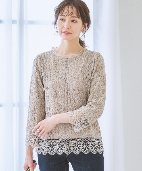 7days Life Styling(セブンデイズライフスタイリング)の「【販売終了】【カットソー裏地付】総レースブラウス(シャツ/ブラウス・レディース・モカ/ブラック/アイボリー・LL/M/S/L)」の3枚目の写真
