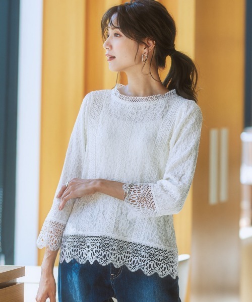 7days Life Styling(セブンデイズライフスタイリング)の「【販売終了】【カットソー裏地付】総レースブラウス(シャツ/ブラウス・レディース・モカ/ブラック/アイボリー・LL/M/S/L)」の10枚目の写真