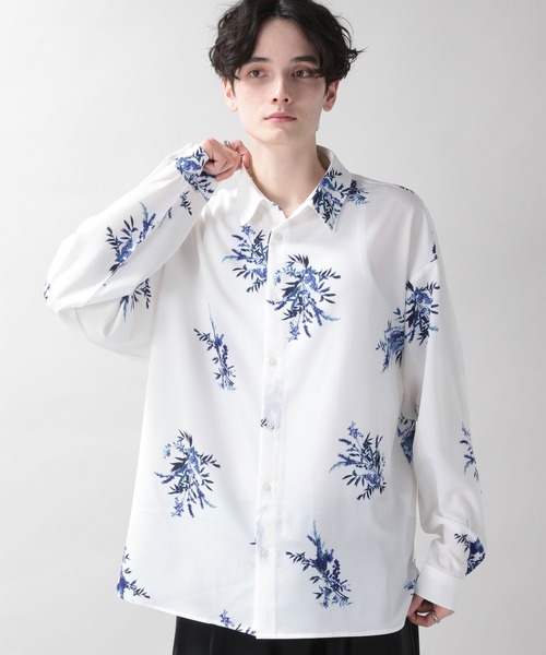 RAGEBLUE（レイジブルー）の「ラグイージー/フラワーデザインシャツ（シャツ/ブラウス・メンズ・ブルー/ブラック/ホワイト・MEDIUM/LARGE）」の7枚目の写真