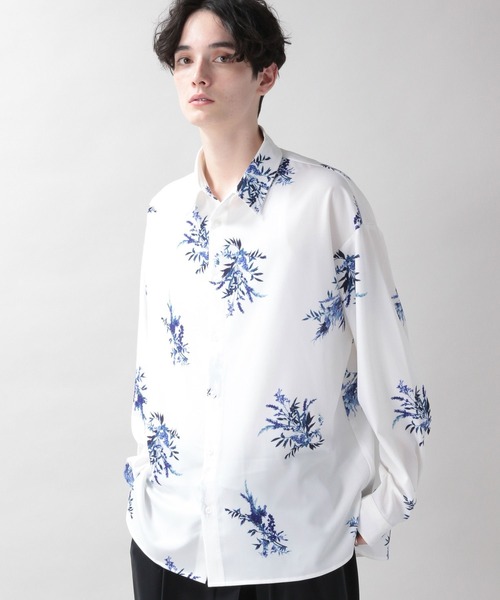 RAGEBLUE（レイジブルー）の「ラグイージー/フラワーデザインシャツ（シャツ/ブラウス・メンズ・ブルー/ブラック/ホワイト・MEDIUM/LARGE）」の8枚目の写真