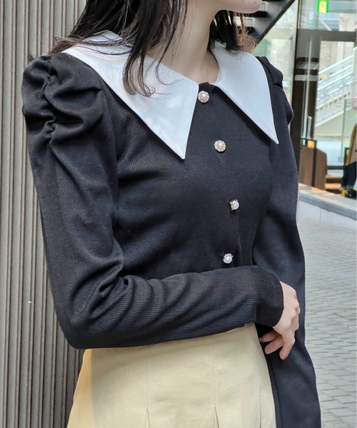 one way(ワンウェイ)の「配色ビックカラーテレコトップス(Tシャツ/カットソー・レディース・ブラック/ピンク/ホワイト・FREE)」の8枚目の写真