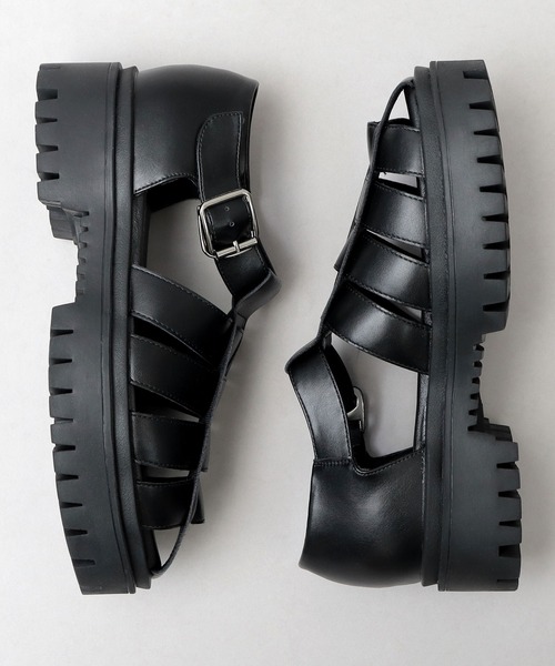 glabella（グラベラ）の「超厚底 タンクソール グルカサンダル / 厚底 フェイクレザーサンダル（サンダル・メンズ・ブラック・L/M/S）」の3枚目の写真