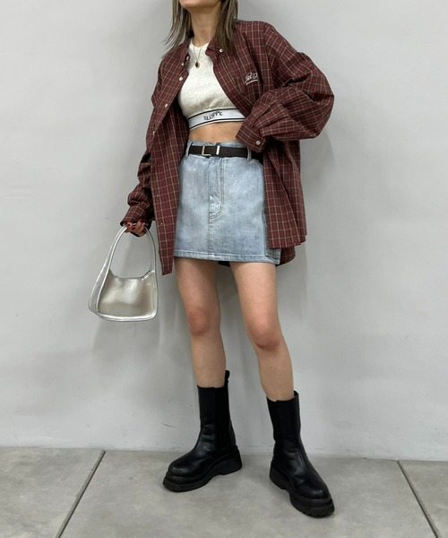 WHO'S WHO gallery（フーズフーギャラリー）の「COOPER FACTチェックビッグシャツ（シャツ/ブラウス・レディース・ブラック/ネイビー/レッド/グリーン・FREE）」の6枚目の写真