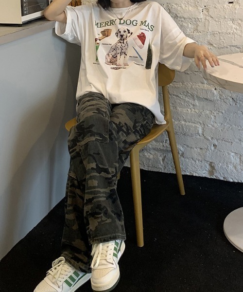 Vipoa(ヴィポア)の「OVERSIZE DOG GRAPHIC HAAPY TEE(Tシャツ/カットソー・レディース・ホワイト・FREE)」の8枚目の写真