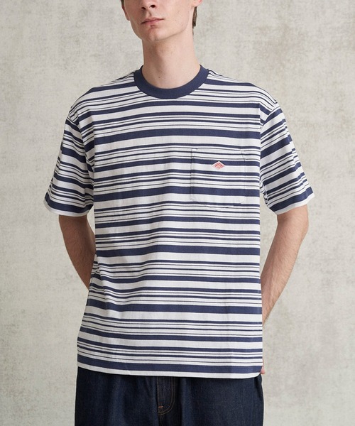 DANTON(ダントン)の「MEN'S STRIPE SHORT SLEEVE POCKET T-SHIRT(Tシャツ/カットソー・メンズ・A/ブラック系その他/C/B/ブルー系その他5・M/XL/L/XXL/S)」の1枚目の写真