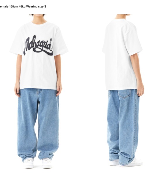 MAHAGRID(マハグリッド)の「『mahagrid/マハグリッド』CURVED LOGO TEE/カーブロゴ 半袖 カットソー(Tシャツ/カットソー・レディース・パープル/ブラック/ホワイト・M/L/XL)」の5枚目の写真