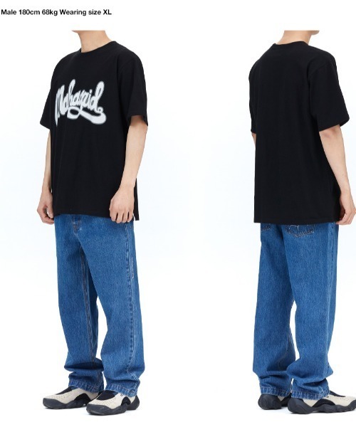 MAHAGRID(マハグリッド)の「『mahagrid/マハグリッド』CURVED LOGO TEE/カーブロゴ 半袖 カットソー(Tシャツ/カットソー・レディース・パープル/ブラック/ホワイト・M/L/XL)」の6枚目の写真