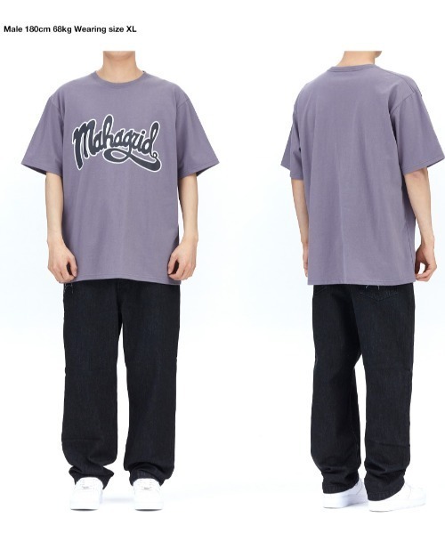 MAHAGRID(マハグリッド)の「『mahagrid/マハグリッド』CURVED LOGO TEE/カーブロゴ 半袖 カットソー(Tシャツ/カットソー・レディース・パープル/ブラック/ホワイト・M/L/XL)」の7枚目の写真