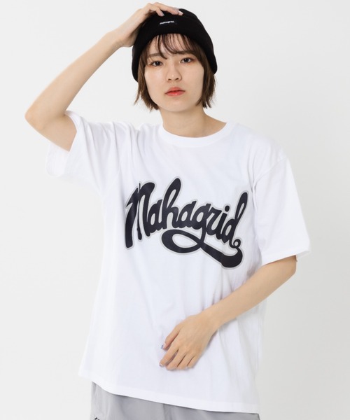 MAHAGRID(マハグリッド)の「『mahagrid/マハグリッド』CURVED LOGO TEE/カーブロゴ 半袖 カットソー(Tシャツ/カットソー・レディース・パープル/ブラック/ホワイト・M/L/XL)」の18枚目の写真