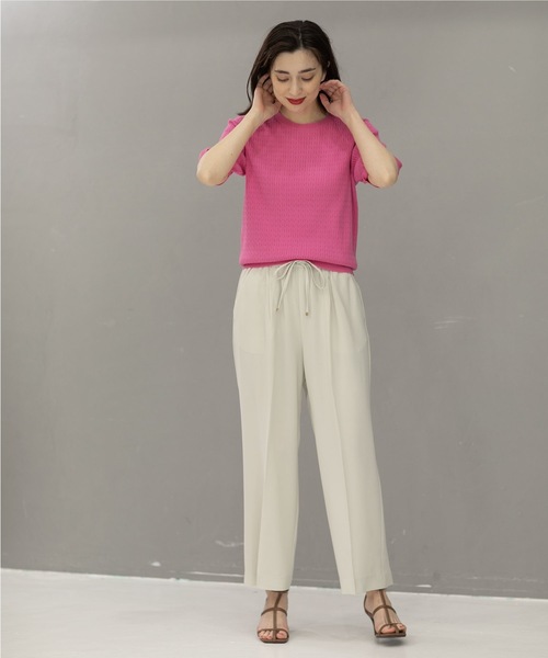 OPAQUE.CLIP（オペークドットクリップ）の「◆≪エマール検証済 洗える≫セットアップ対応 イージーワイドパンツ【洗濯機洗い可/イージーケア/ストレッチ】（その他パンツ・レディース・レンガ/ブラック/サンドベージュ/ライトブルー/ブラウン系その他5/ベビーピンク/ライトグレー・42/38/40/36/34）」の9枚目の写真