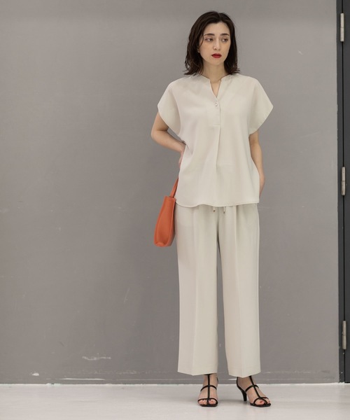 OPAQUE.CLIP（オペークドットクリップ）の「◆≪エマール検証済 洗える≫セットアップ対応 イージーワイドパンツ【洗濯機洗い可/イージーケア/ストレッチ】（その他パンツ・レディース・レンガ/ブラック/サンドベージュ/ライトブルー/ブラウン系その他5/ベビーピンク/ライトグレー・42/38/40/36/34）」の12枚目の写真