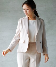 【洗濯機OK＆ストレッチ＆3シーズンOK】ナチュラルクロス・テーラードジャケット(前裏付き）