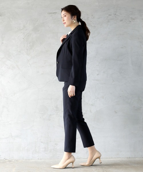 WHITE JOOLA（ホワイトジョーラ）の「【洗濯機OK＆ストレッチ＆3シーズンOK】ナチュラルクロス・テーラードジャケット(前裏付き）（テーラードジャケット・レディース・ネイビー/ベージュ/オフホワイト・S/M/SS/L/LL）」の21枚目の写真