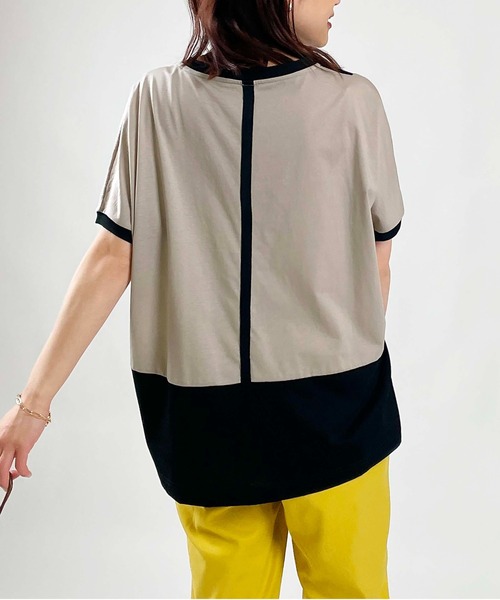 PICCIN(ピッチン)の「配色切替えカットソー(Tシャツ/カットソー・レディース・オフホワイト/ブラック/カーキ・M)」の2枚目の写真