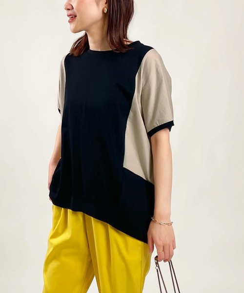 PICCIN(ピッチン)の「配色切替えカットソー(Tシャツ/カットソー・レディース・オフホワイト/ブラック/カーキ・M)」の14枚目の写真