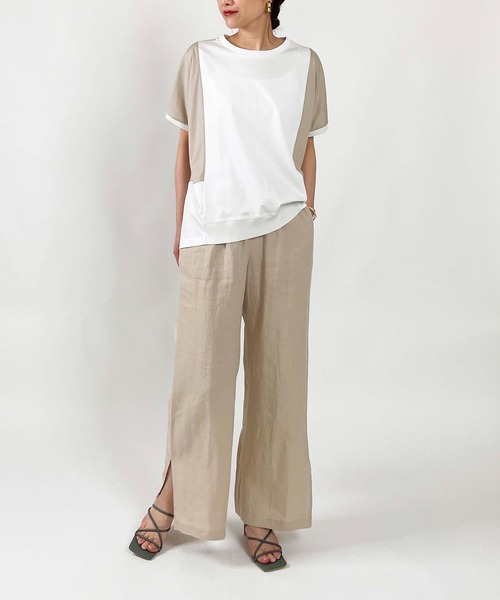 PICCIN(ピッチン)の「配色切替えカットソー(Tシャツ/カットソー・レディース・オフホワイト/ブラック/カーキ・M)」の8枚目の写真