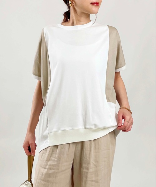 PICCIN(ピッチン)の「配色切替えカットソー(Tシャツ/カットソー・レディース・オフホワイト/ブラック/カーキ・M)」の7枚目の写真