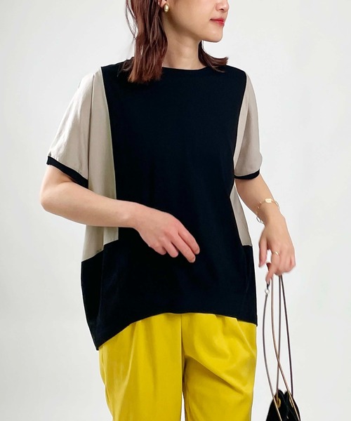 PICCIN(ピッチン)の「配色切替えカットソー(Tシャツ/カットソー・レディース・オフホワイト/ブラック/カーキ・M)」の16枚目の写真