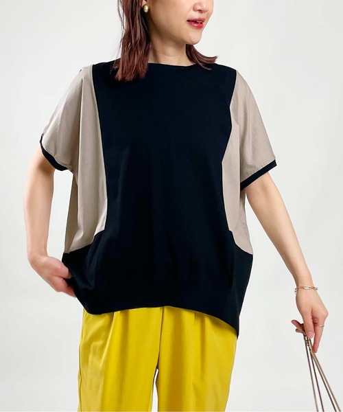 PICCIN(ピッチン)の「配色切替えカットソー(Tシャツ/カットソー・レディース・オフホワイト/ブラック/カーキ・M)」の13枚目の写真