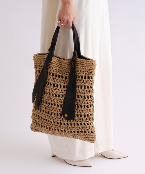 cache cache（カシュ カシュ）の「グログランペーパートート（トートバッグ・レディース・グリーン/ピンク/ブラウン/ブラック・フリー）」の5枚目の写真