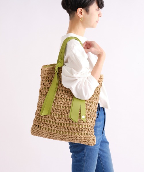 cache cache（カシュ カシュ）の「グログランペーパートート（トートバッグ・レディース・グリーン/ピンク/ブラウン/ブラック・フリー）」の9枚目の写真