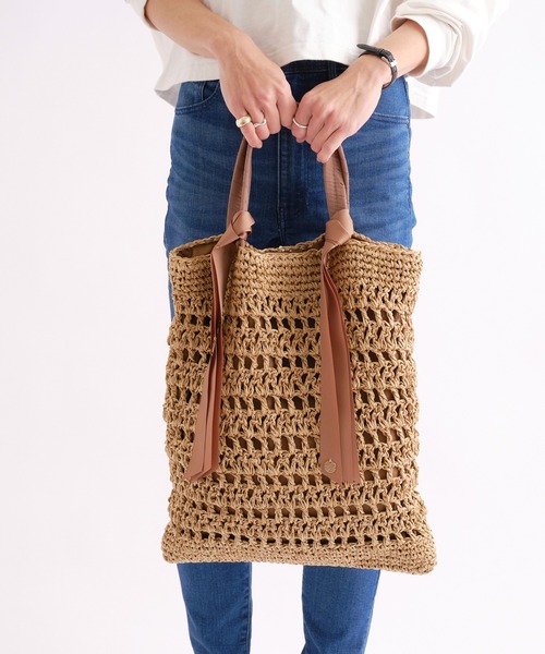 cache cache（カシュ カシュ）の「グログランペーパートート（トートバッグ・レディース・グリーン/ピンク/ブラウン/ブラック・フリー）」の11枚目の写真