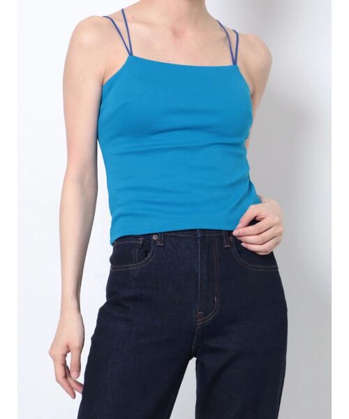 MURUA(ムルーア)の「クロスストラップキャミソール(カップ付き)(Tシャツ/カットソー・レディース・ホワイト/ブラック/ブルー・FREE)」の1枚目の写真