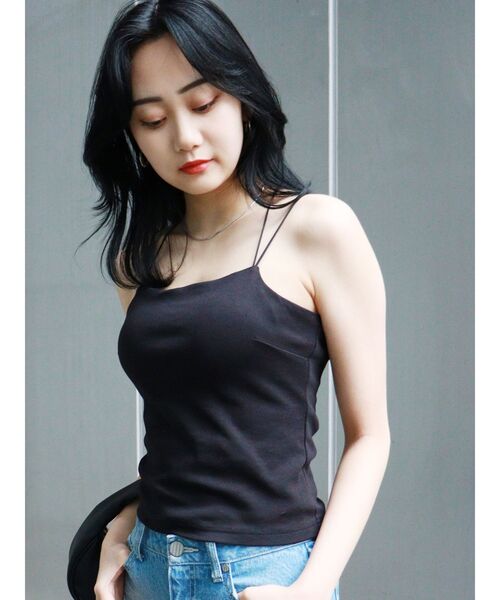 MURUA(ムルーア)の「クロスストラップキャミソール(カップ付き)(Tシャツ/カットソー・レディース・ホワイト/ブラック/ブルー・FREE)」の4枚目の写真