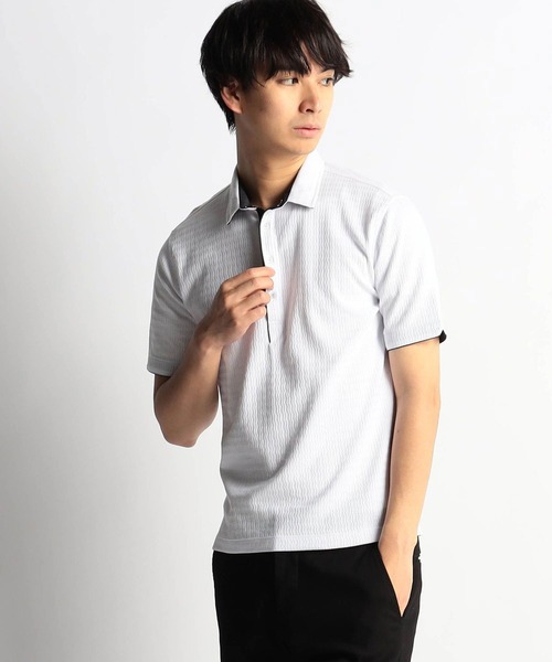 【WEB限定商品】変形針抜ショートレギュラーカラーポロシャツ（ポロシャツ）｜HIDEAWAYS NICOLE（ハイダウェイニコル）