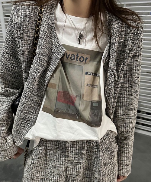 mebole(メボレ)の「フロントフォトプリントTシャツ(Tシャツ/カットソー・レディース・グレー/ネイビー/ブラウン/ホワイト・FREE)」の7枚目の写真
