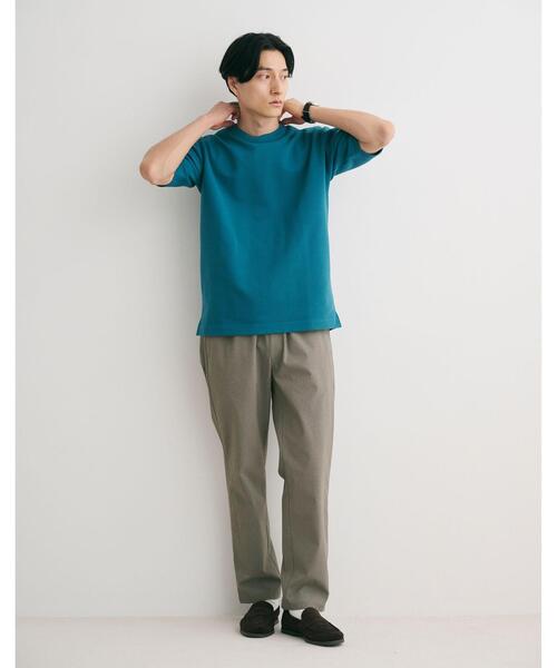 green label relaxing（グリーンレーベルリラクシング）の「GIZAコットン リップル ワイドカラー Tシャツ（Tシャツ/カットソー・メンズ・ターコイズブルー/ホワイト/ライトグレー・L/XL/S/M）」の4枚目の写真